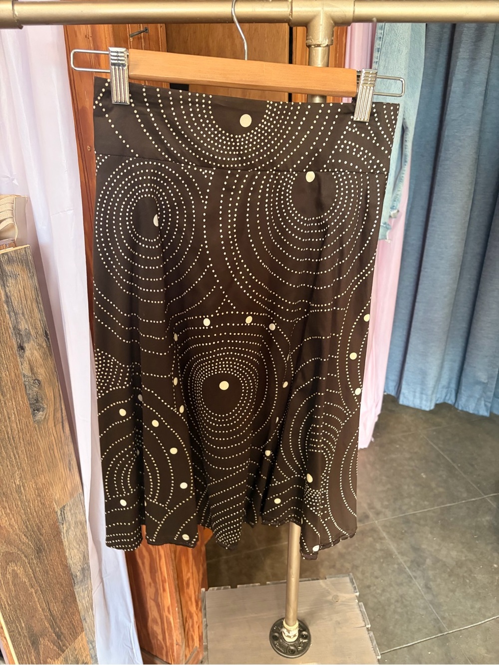 Classic Brown Circle-Print Skirt